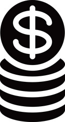 ドル建ての積立投資の黒のシルエットアイコン