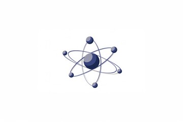 Simplified atom illustration with electron orbits, set on a white background.