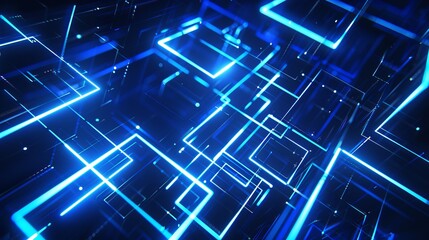 Abstract blue glowing geometric lines on a dark background are showcased representing a futuristic technology concept suitable for posters covers banners presentations websites or