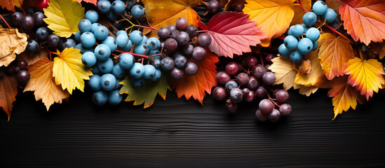 Top View of the Start of Fall on a Colorful Background with Copy Space