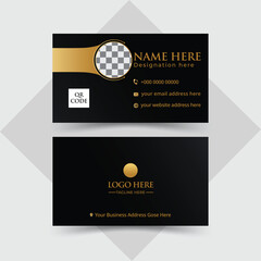 creative modern name card and business card template- Creative and Clean Business Card Template. Luxury business card design template. 
Elegant dark back background with abstract golden wavy lines shi