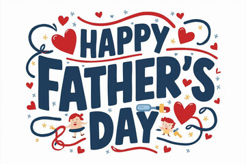 Fathers Day Special Vector greeting card with Calligraphy and children's