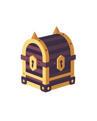 small golden spikes wooden hidden mystery secret special private pirate golden fortune treasure chest luggage resizable vector illustration design generative ai