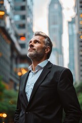 Naklejka premium Businessman in City Center