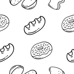 bread icon seamless pattern hand drawn bakery pattern background in doodle style