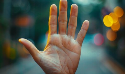 Elegant Hand Outstretched Closeup: Capturing Detailed Human Gesture for Artistic and Design Projects