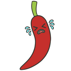 crying sad red chili cartoon illustration