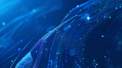 A dynamic background with a deep blue hue, featuring abstract shapes and lines radiating outwards, creating a sense of energy and growth. The blue tones gradually lighten, suggesting an upward