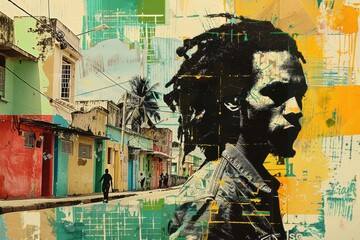Fototapeta premium Reggae Music Heritage of Kingston Art Collage