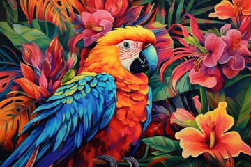 Obraz premium Stunning Tropical bird colorful. Animal wildlife. Generate Ai