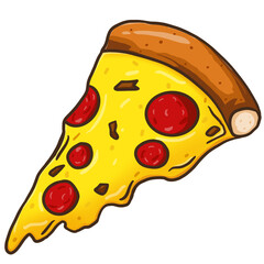 A pizza slice with salami and cheese for party with friend transparent illustration