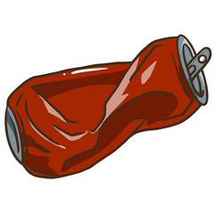 Crushed aluminum can illustration, trash, recycle and reusable