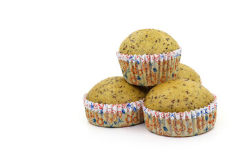  banana cup cake isolated on a white background
