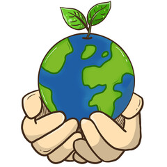 Hands Holding the Green Earth for Environmental Protection