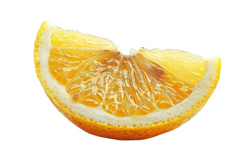 Close-up of a juicy orange slice isolated on a white background, showcasing vibrant color and texture. Perfect for health and nutrition themes.