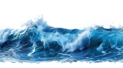 Ocean blue wave isolated on white background