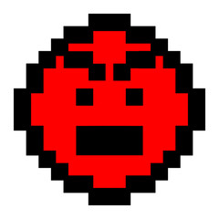 Fototapeta premium pixel art angry emoticon icon, 8bit style emoticon
