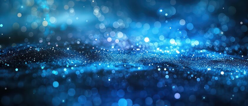 A bright blue bokeh background with blurred lights, creating a festive and colorful atmosphere suitable for Christmas designs