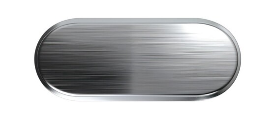brushed metal rounded rectangle button adds sophistication to any design, set on a clean white backdrop