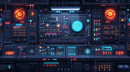 Fototapeta premium Industrial Background with Control Panel