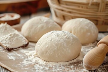 Fototapeta premium Preparing dough for baking delicious bread