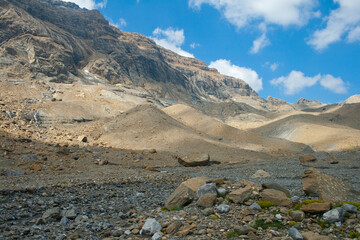 Glacial moraines formed by limestone in the Pineta Valley in the Ordesa National Park