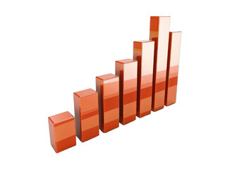 3D bar chart illustration depicting growth and success, perfect for business presentations, reports, and data visualization.