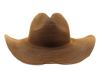 A stylish brown cowboy hat with a wide brim and intricate woven texture, perfect for outdoor adventures and country-themed events.