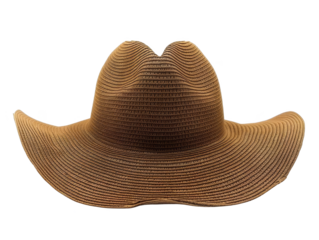 A stylish brown cowboy hat with a wide brim and intricate woven texture, perfect for outdoor adventures and country-themed events.