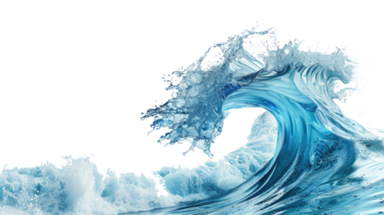 Ocean blue wave isolated on white background