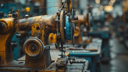 Fototapeta premium Industrial Background with Sewing Machines