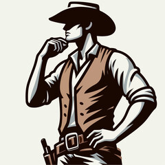 illustration of cowboy character. flat vector illustration
