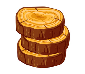 Wood tree cut ring stump slice isolated conept. Vector graphic design illustration