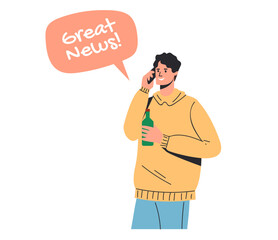 People friends getting good news concept. Vector flat graphic design illustration