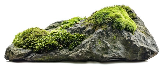a stone enveloped in vibrant green moss stands as a testament to the beauty of natural simplicity