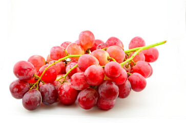 Bunch of red grape  isolated with white background