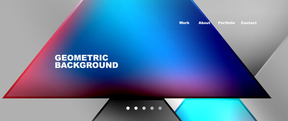 Metal triangles with colorful bright triangles. Geometric modern minimalist design template