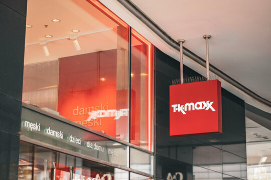 Warsaw, Poland - June 9, 2024: View of the TK Maxx shop logo and facade