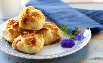 homemade buns with berries for dessert