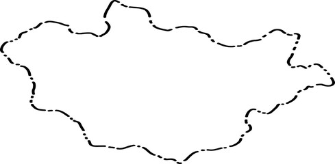 dash line doodle drawing of mongolia map.
