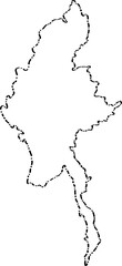 dash line doodle drawing of myanmar map.