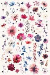 Watercolor Wildflowers Bloom in a Garden of Colors