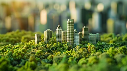 Obraz premium Building a greener future: miniature city