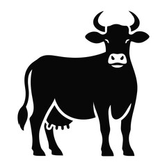 Black silhouette of domestic cow on a white background vector illustration