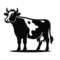 Black silhouette of domestic cow on a white background vector illustration