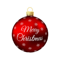 Red Christmas tree toy or ball Volumetric and realistic color illustration