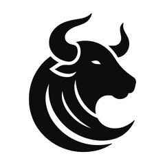 Bull head mascot silhouette on a white background vector illustration