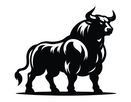 Bull silhouette on a white background vector illustration
