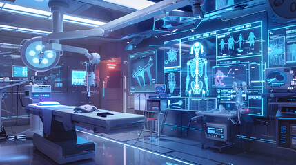 Fototapeta premium Robots and medical technology Helps doctors improve their ability to treat patients.