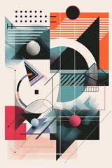 Geometric Abstract Artwork With Circles, Lines, And Triangles